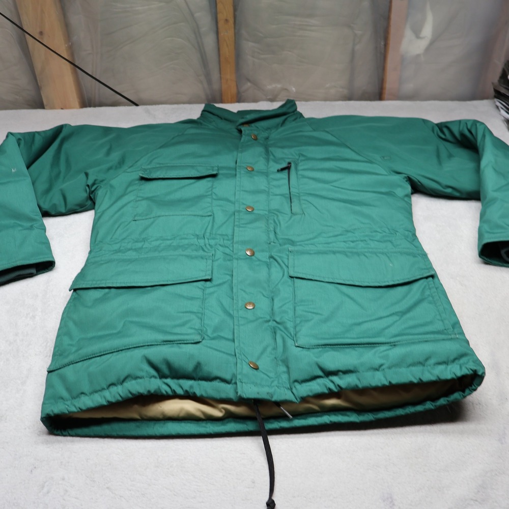 Eddie Bauer Jacket Men Medium Gren Quilt Insulated Puff Winter Utility Parka VTG